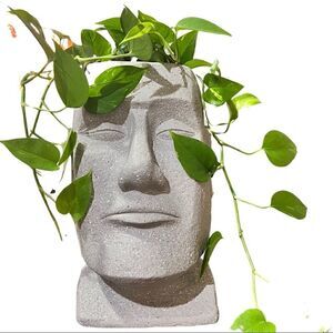 Huge Moai Resin Planter 15”tall by 9”wide about 11” deep.  great statement piece